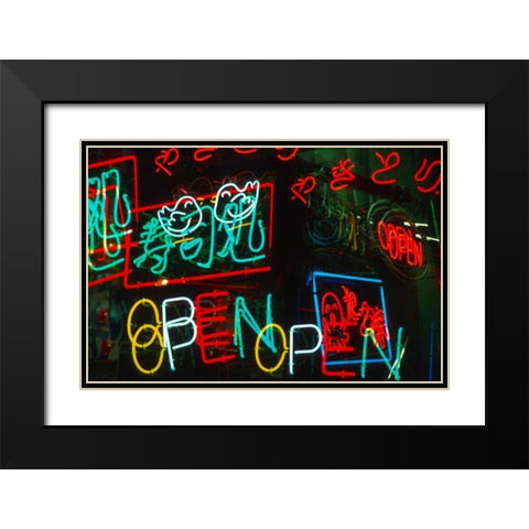 Japan, Osaka Neon signs for sale in the market Black Modern Wood Framed Art Print with Double Matting by Ross, Nancy ,  Steve
