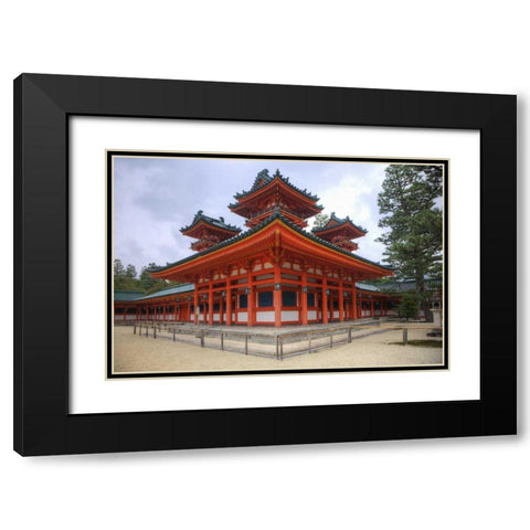 Japan, Kyoto, Heian Jingu Shrine, Shinto shrine Black Modern Wood Framed Art Print with Double Matting by Flaherty, Dennis