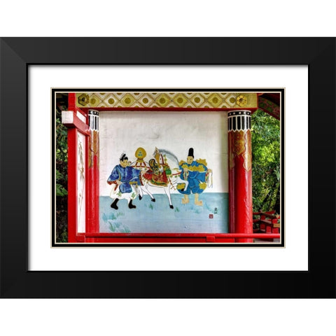 Japan, Nara Painting at a Shinto Shrine Black Modern Wood Framed Art Print with Double Matting by Flaherty, Dennis