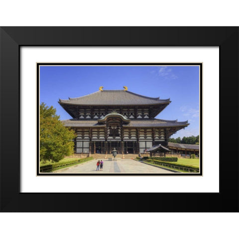 Japan, Nara, Nara Park Todai-ji Temple Black Modern Wood Framed Art Print with Double Matting by Flaherty, Dennis