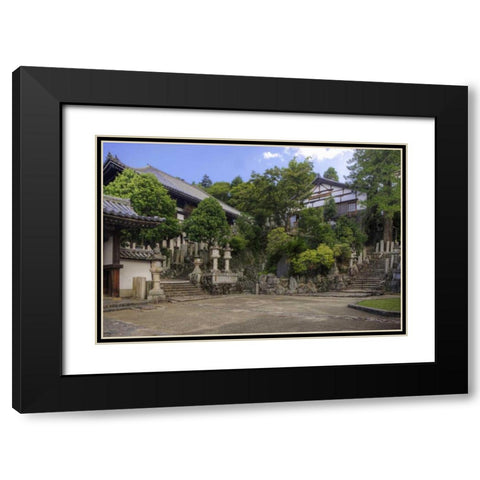 Japan, Nara, Nara Park View of Buddhist temple Black Modern Wood Framed Art Print with Double Matting by Flaherty, Dennis