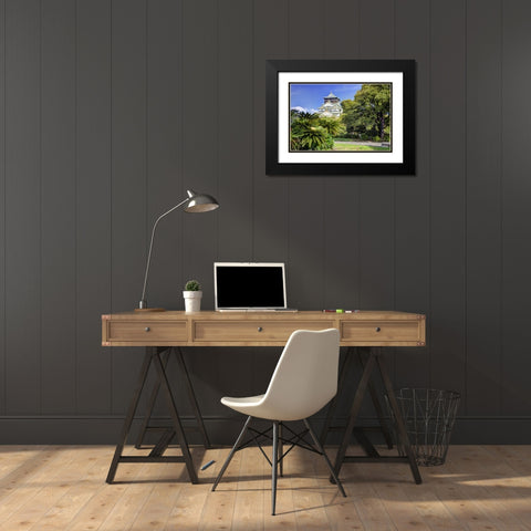 Japan, Osaka, Nara Prefecture The Osaka Castle Black Modern Wood Framed Art Print with Double Matting by Flaherty, Dennis