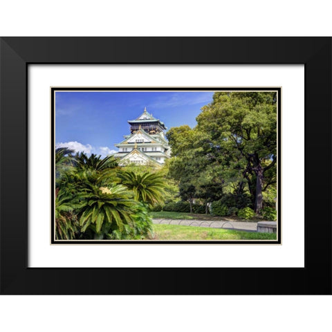 Japan, Osaka, Nara Prefecture The Osaka Castle Black Modern Wood Framed Art Print with Double Matting by Flaherty, Dennis