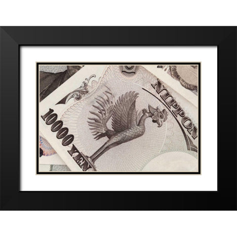 Japan Detail of Japanese paper currency, the Yen Black Modern Wood Framed Art Print with Double Matting by Flaherty, Dennis