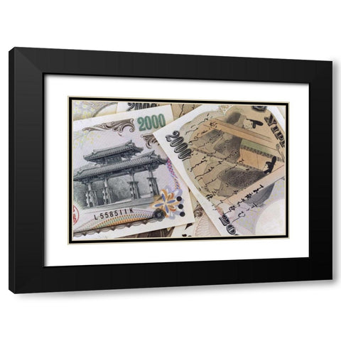 Japan Detail of Japanese paper currency, the Yen Black Modern Wood Framed Art Print with Double Matting by Flaherty, Dennis