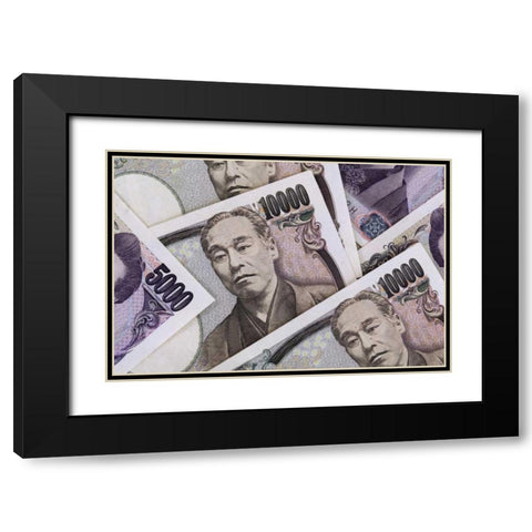 Japan Detail of Japanese paper currency, the Yen Black Modern Wood Framed Art Print with Double Matting by Flaherty, Dennis