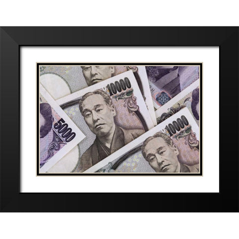 Japan Detail of Japanese paper currency, the Yen Black Modern Wood Framed Art Print with Double Matting by Flaherty, Dennis