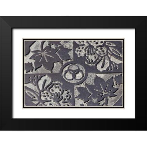 Asia, Japan, Takatori-do Decorated manhole cover Black Modern Wood Framed Art Print with Double Matting by Flaherty, Dennis
