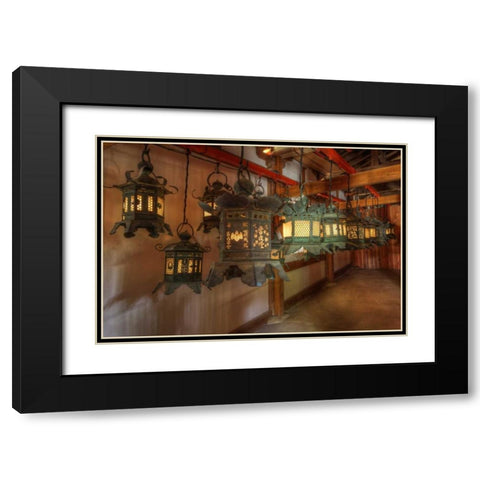 Japan, Kyoto Interior of Shinto shrine Black Modern Wood Framed Art Print with Double Matting by Flaherty, Dennis