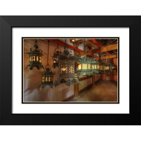 Japan, Kyoto Interior of Shinto shrine Black Modern Wood Framed Art Print with Double Matting by Flaherty, Dennis