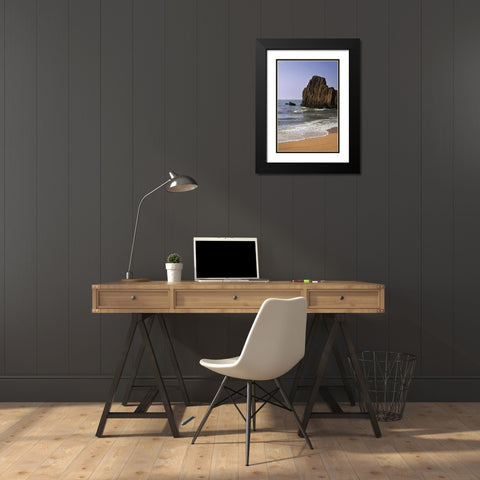 Japan, Kyoto Tateiwa Rock and ocean beach Black Modern Wood Framed Art Print with Double Matting by Flaherty, Dennis