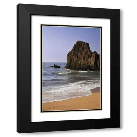 Japan, Kyoto Tateiwa Rock and ocean beach Black Modern Wood Framed Art Print with Double Matting by Flaherty, Dennis