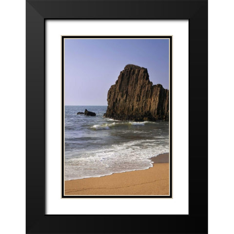 Japan, Kyoto Tateiwa Rock and ocean beach Black Modern Wood Framed Art Print with Double Matting by Flaherty, Dennis