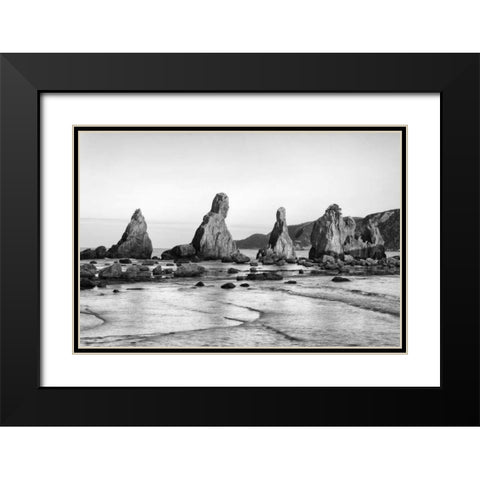 Japan, Kushimoto Hashigui-iwa Rocks on the shore Black Modern Wood Framed Art Print with Double Matting by Flaherty, Dennis