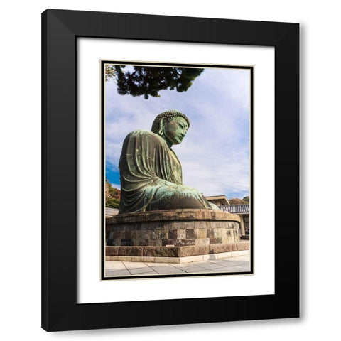 The Daibutsu-or big buddha-of the Buddhist Temple in Kamakura-Japan Black Modern Wood Framed Art Print with Double Matting by Haddad, Sheila