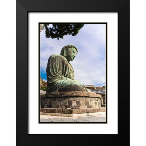 The Daibutsu-or big buddha-of the Buddhist Temple in Kamakura-Japan Black Modern Wood Framed Art Print with Double Matting by Haddad, Sheila