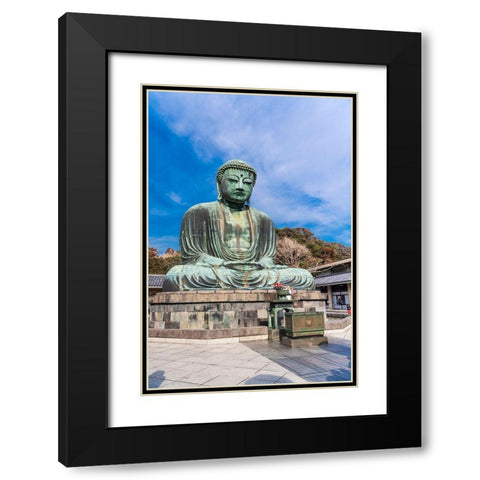 The Daibutsu-or big buddha-of the Buddhist Temple in Kamakura-Japan Black Modern Wood Framed Art Print with Double Matting by Haddad, Sheila