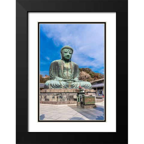 The Daibutsu-or big buddha-of the Buddhist Temple in Kamakura-Japan Black Modern Wood Framed Art Print with Double Matting by Haddad, Sheila