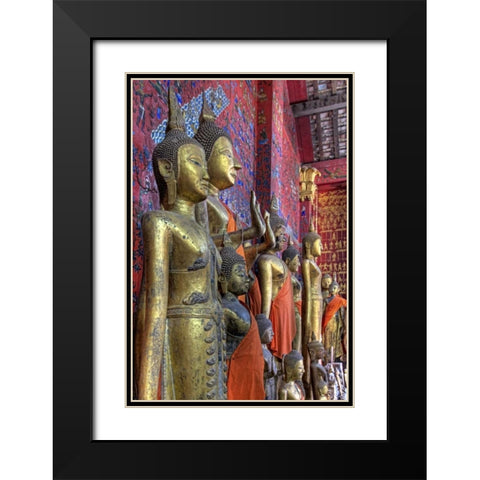 Laos, Luang Prabang Buddha statues inside temple Black Modern Wood Framed Art Print with Double Matting by Shimlock, Jones