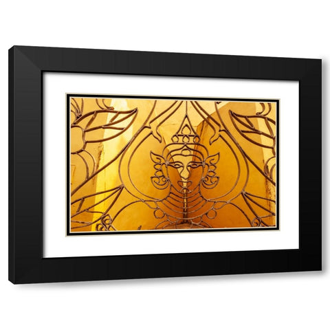 Architectural detail at Pha That Luang-Great Stupa in Lao-Vientiane-Capital of Laos-Southeast Asia Black Modern Wood Framed Art Print with Double Matting by Haseltine, Tom