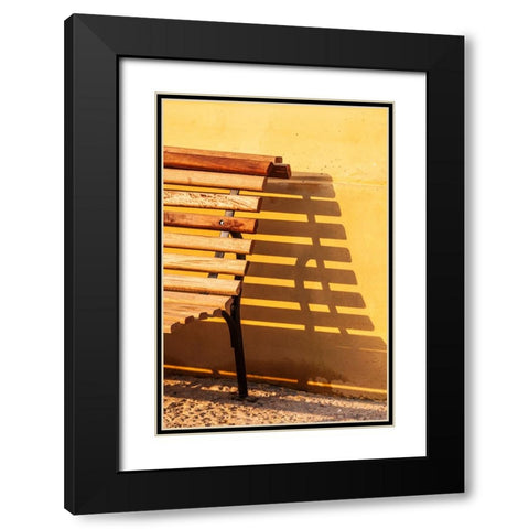 Bench and shadow. Black Modern Wood Framed Art Print with Double Matting by Haseltine, Tom