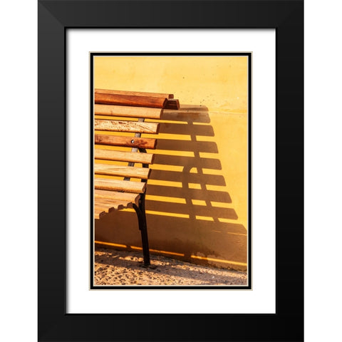 Bench and shadow. Black Modern Wood Framed Art Print with Double Matting by Haseltine, Tom