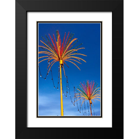 Kuala Lumpur- West Malaysia. Colorful lights looking like palm trees. Black Modern Wood Framed Art Print with Double Matting by Haseltine, Tom