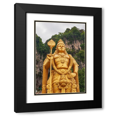 Kuala Lumpur- West Malaysia. Batu caves. The worlds tallest statue of Murugan- a Hindu deity Black Modern Wood Framed Art Print with Double Matting by Haseltine, Tom