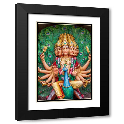 Kuala Lumpur- West Malaysia. Batu caves. Painted Hindu deities on altars. Black Modern Wood Framed Art Print with Double Matting by Haseltine, Tom