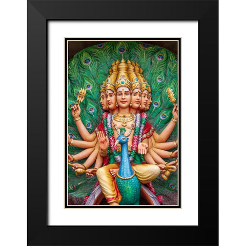 Kuala Lumpur- West Malaysia. Batu caves. Painted Hindu deities on altars. Black Modern Wood Framed Art Print with Double Matting by Haseltine, Tom