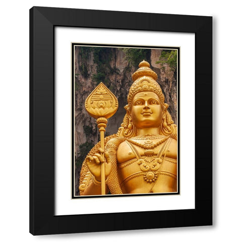Kuala Lumpur- West Malaysia. Batu caves. The worlds tallest statue of Murugan- a Hindu deity Black Modern Wood Framed Art Print with Double Matting by Haseltine, Tom