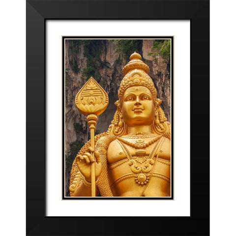 Kuala Lumpur- West Malaysia. Batu caves. The worlds tallest statue of Murugan- a Hindu deity Black Modern Wood Framed Art Print with Double Matting by Haseltine, Tom