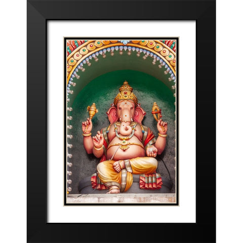 Kuala Lumpur- West Malaysia. Batu caves. Painted Hindu deity Ganesha. Black Modern Wood Framed Art Print with Double Matting by Haseltine, Tom