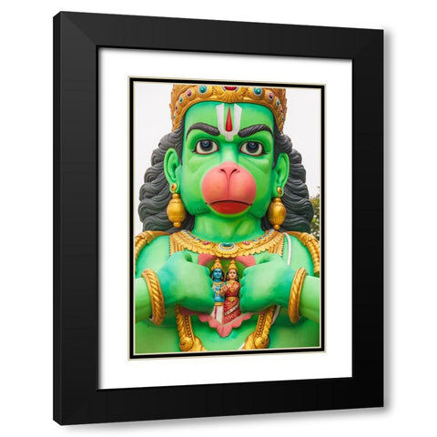 Kuala Lumpur- West Malaysia. Batu caves. Statue of the god Hanuman. Black Modern Wood Framed Art Print with Double Matting by Haseltine, Tom