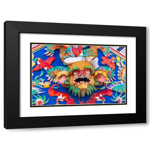 Malaysia- Malacca (Melaka). The Cheng Hoon Teng temple- painted carving on building. Black Modern Wood Framed Art Print with Double Matting by Haseltine, Tom