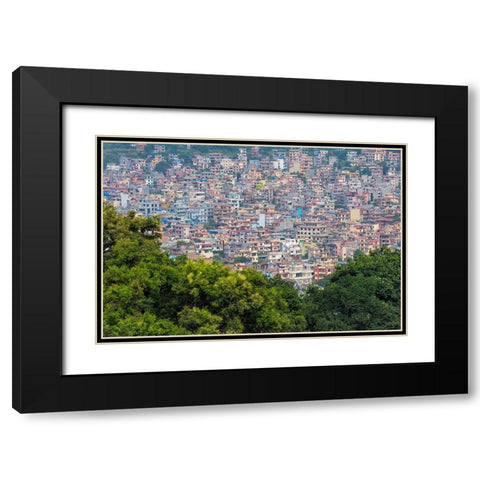 Cityscape of Kathmandu in Kathmandu Valley-Nepal Black Modern Wood Framed Art Print with Double Matting by Su, Keren