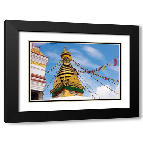 Stupa of Swayambhunath-Kathmandu-Nepal Black Modern Wood Framed Art Print with Double Matting by Su, Keren