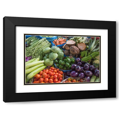 Selling vegetable at the market-Kathmandu-Nepal Black Modern Wood Framed Art Print with Double Matting by Su, Keren