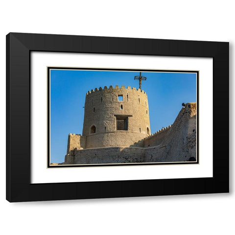 Middle East-Arabian Peninsula-Oman-Muscat-Muttrah-A tower at Muttrah Fort Black Modern Wood Framed Art Print with Double Matting by Wilson, Emily M.