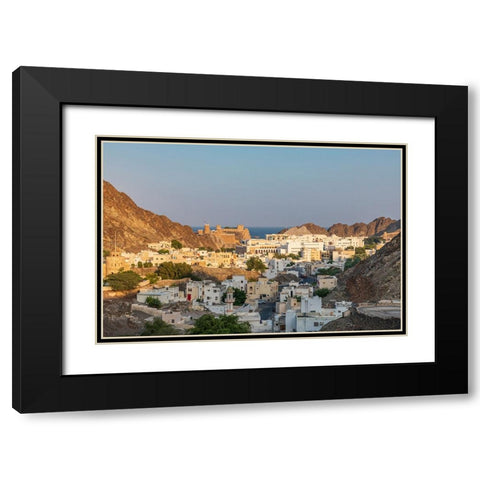 Middle East-Arabian Peninsula-Oman-Muscat-Sunset view of a neighborhood in the hills of Muscat Black Modern Wood Framed Art Print with Double Matting by Wilson, Emily M.