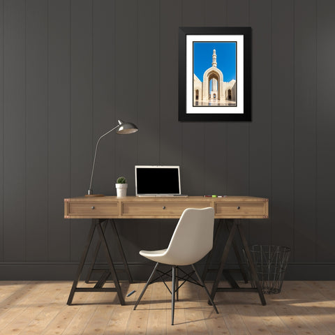 Middle East-Arabian Peninsula-Oman-Muscat-Entrance to the Sultan Qaboos Grand Mosque in Muscat Black Modern Wood Framed Art Print with Double Matting by Wilson, Emily M.