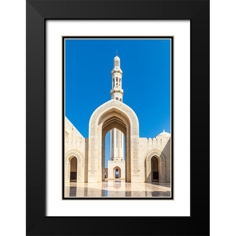 Middle East-Arabian Peninsula-Oman-Muscat-Entrance to the Sultan Qaboos Grand Mosque in Muscat Black Modern Wood Framed Art Print with Double Matting by Wilson, Emily M.