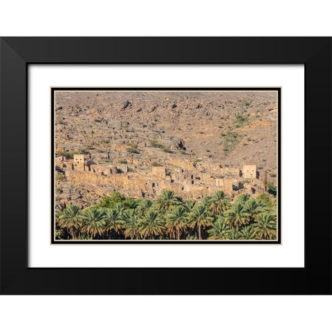 Middle East-Arabian Peninsula-Oman-Ad Dakhiliyah-Al Hamra-The ruins of an ancient village in Oman Black Modern Wood Framed Art Print with Double Matting by Wilson, Emily M.
