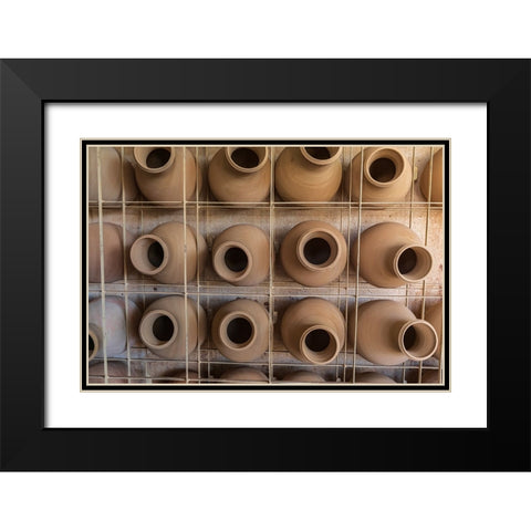 Middle East-Arabian Peninsula-Oman-Ad Dakhiliyah-Bahla-Pots at the Al-Adawi pottery factory in Oman Black Modern Wood Framed Art Print with Double Matting by Wilson, Emily M.