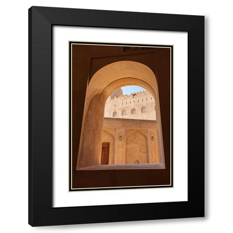 Middle East-Arabian Peninsula-Oman-Ad Dakhiliyah-Bahla-View through a window in Jabreen Castle Black Modern Wood Framed Art Print with Double Matting by Wilson, Emily M.