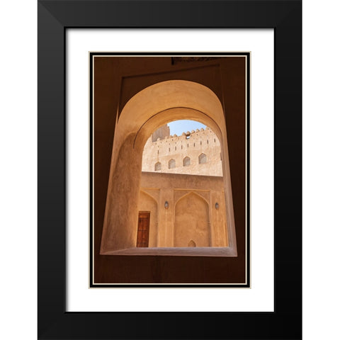 Middle East-Arabian Peninsula-Oman-Ad Dakhiliyah-Bahla-View through a window in Jabreen Castle Black Modern Wood Framed Art Print with Double Matting by Wilson, Emily M.
