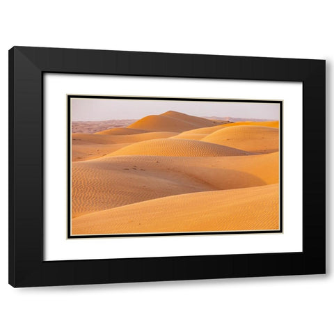 Middle East-Arabian Peninsula-Ash Sharqiyah North-Bidiyah-Sand dunes in the desert of Oman Black Modern Wood Framed Art Print with Double Matting by Wilson, Emily M.