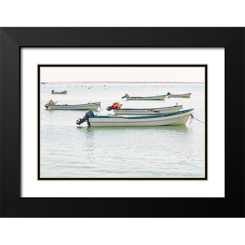 Middle East-Arabian Peninsula-Al Wusta-Mahout-Fishing boats on the Arabian Sea in Oman Black Modern Wood Framed Art Print with Double Matting by Wilson, Emily M.