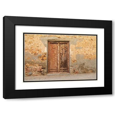 Middle East-Arabian Peninsula-Al Batinah South-Old wooden door on a building in Oman Black Modern Wood Framed Art Print with Double Matting by Wilson, Emily M.