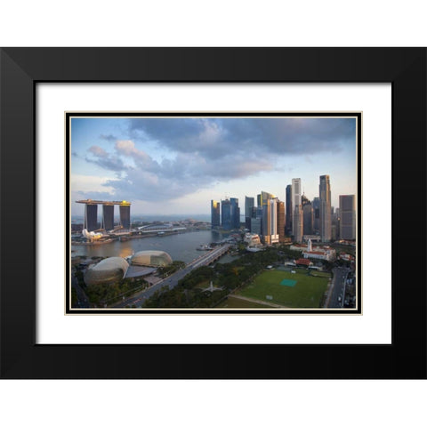 Singapore Downtown overview Black Modern Wood Framed Art Print with Double Matting by Zuckerman, Jim